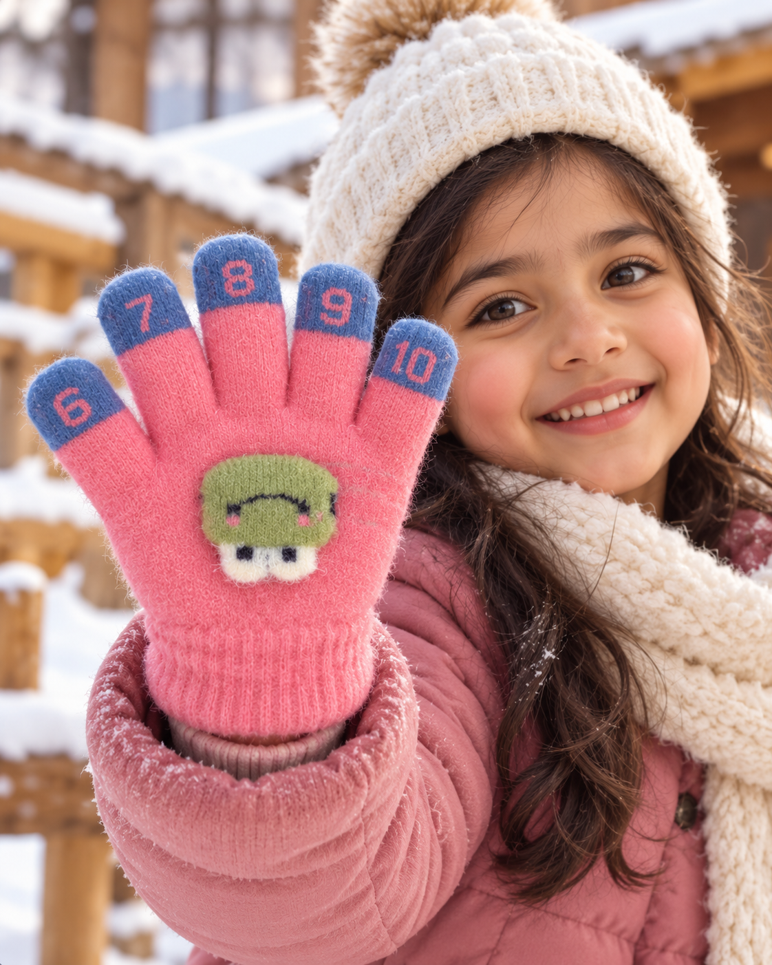 Kids Premium Full Finger Plush Gloves/Mittens with Counting -KGN05