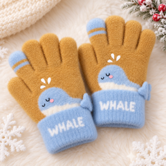 Kids Premium Full Finger Plush Gloves/Mittens WHALE -KGN06