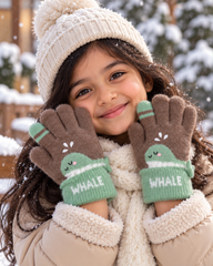 Kids Premium Full Finger Plush Gloves/Mittens WHALE -KGN06