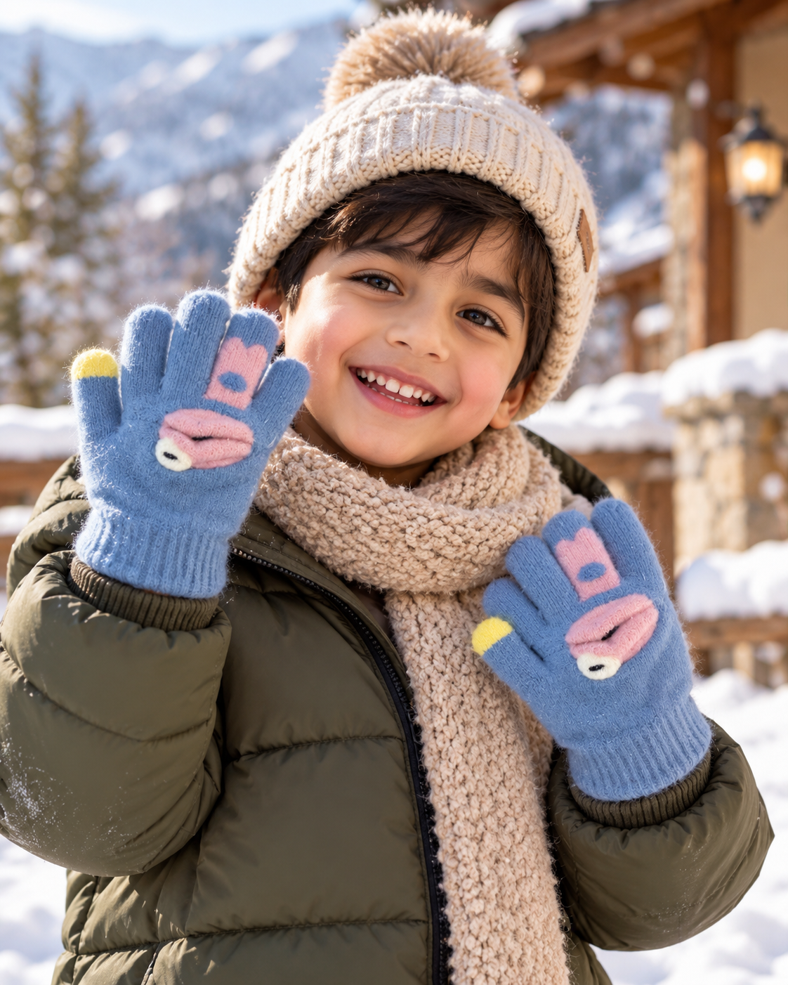 Kids Premium Full Finger Plush Gloves/Mittens Duck -KGN07