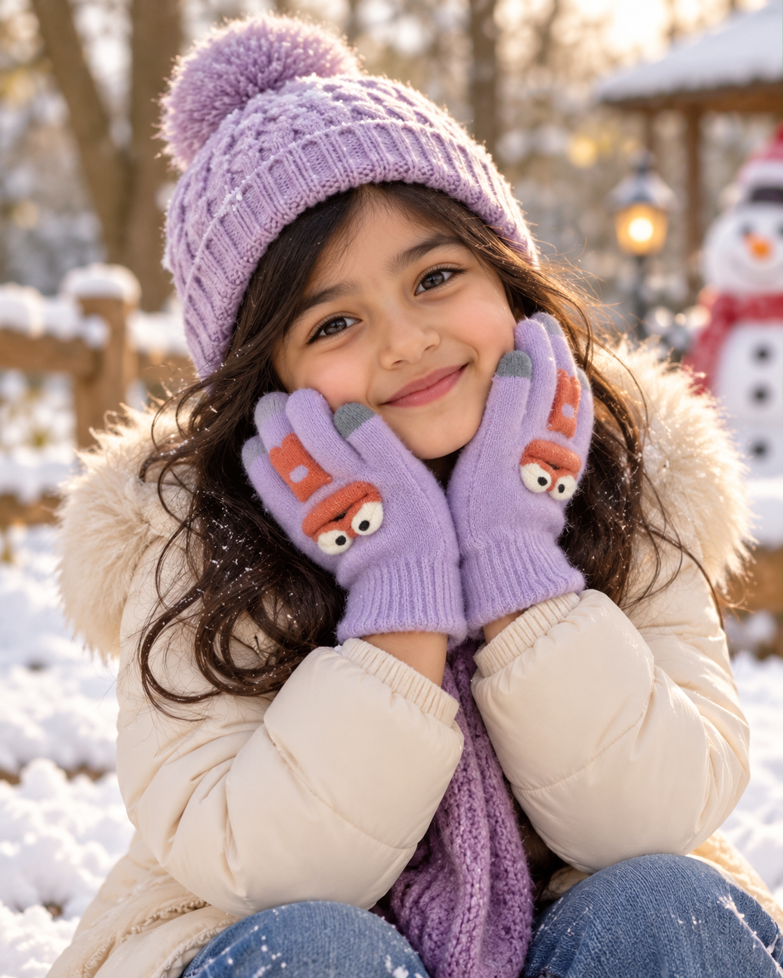Kids Premium Full Finger Plush Gloves/Mittens Duck -KGN07