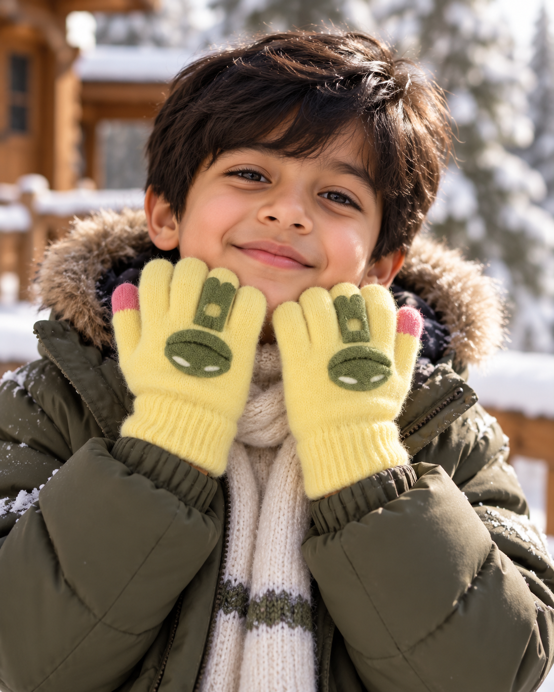 Kids Premium Full Finger Plush Gloves/Mittens Duck -KGN07