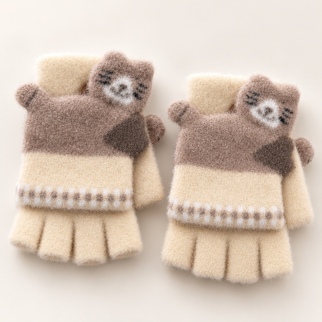 Kids Super Warm Plush Convertible Fingerless Gloves with Flip-Top Mittens | KGN08