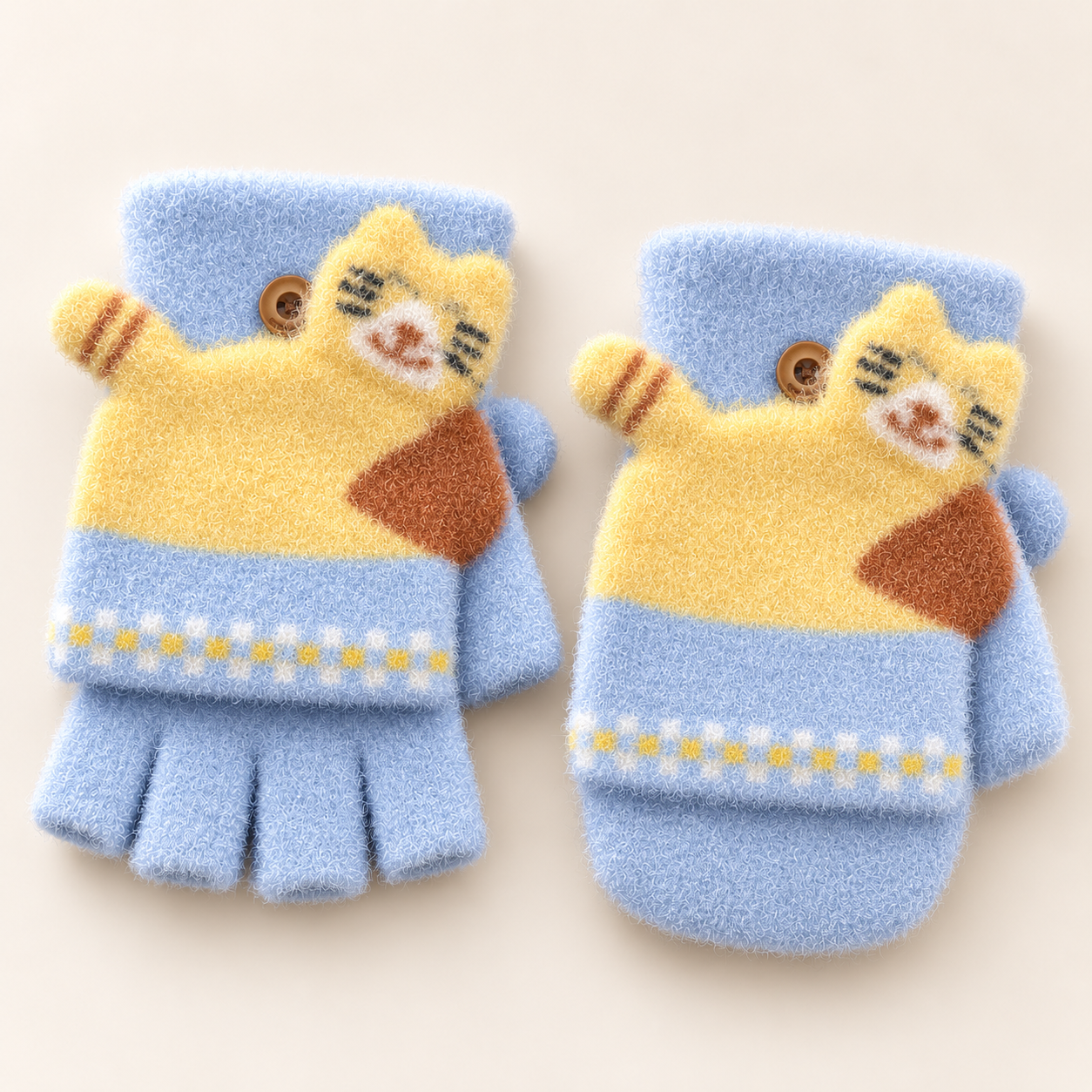 Kids Super Warm Plush Convertible Fingerless Gloves with Flip-Top Mittens | KGN08
