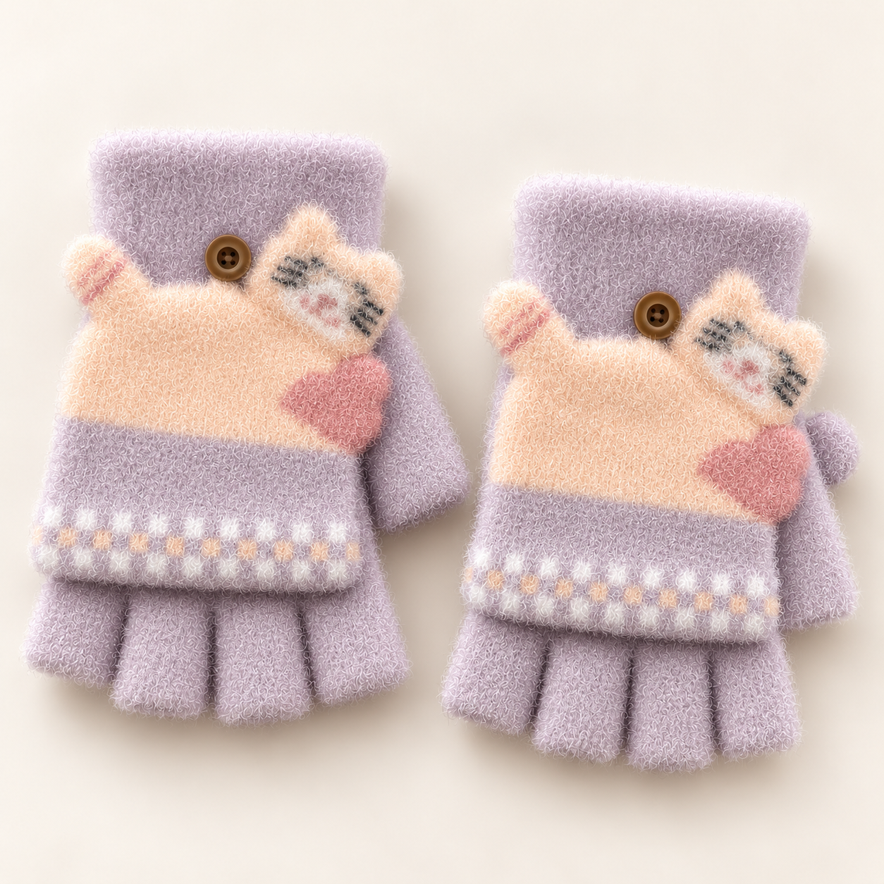 Kids Super Warm Plush Convertible Fingerless Gloves with Flip-Top Mittens | KGN08