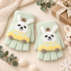 Kids Super Warm Plush Convertible Fingerless Gloves with Flip-Top Mittens | KGN10