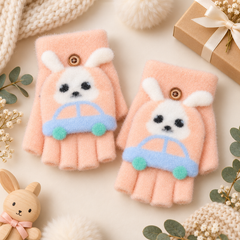 Kids Super Warm Plush Convertible Fingerless Gloves with Flip-Top Mittens | KGN10