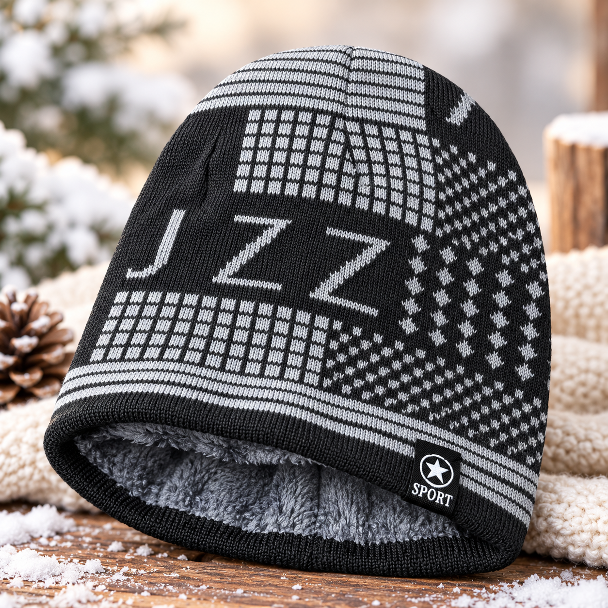 Unisex Warm Knitted Cap with Fleece/Velvet inside (03)