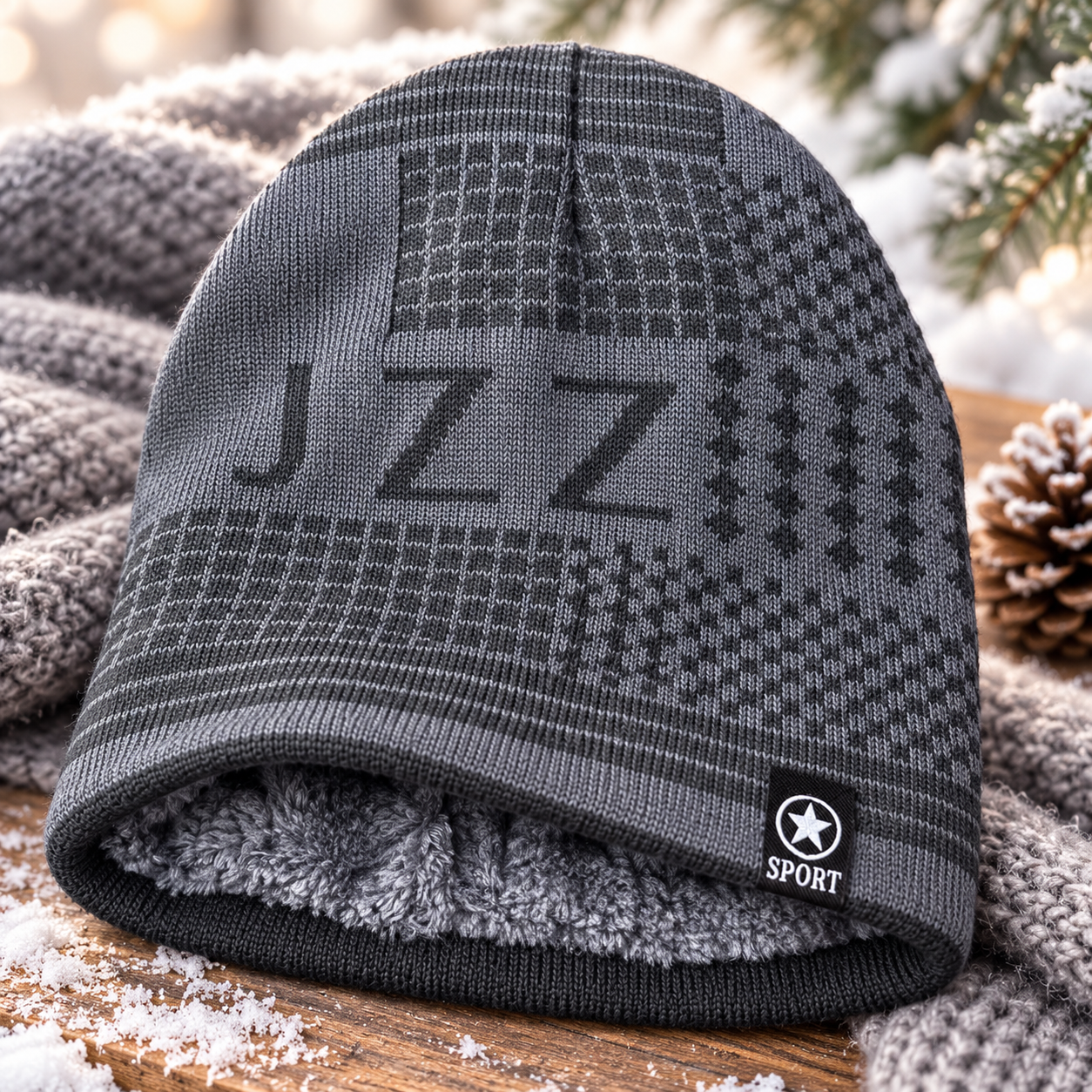Unisex Warm Knitted Cap with Fleece/Velvet inside (03)