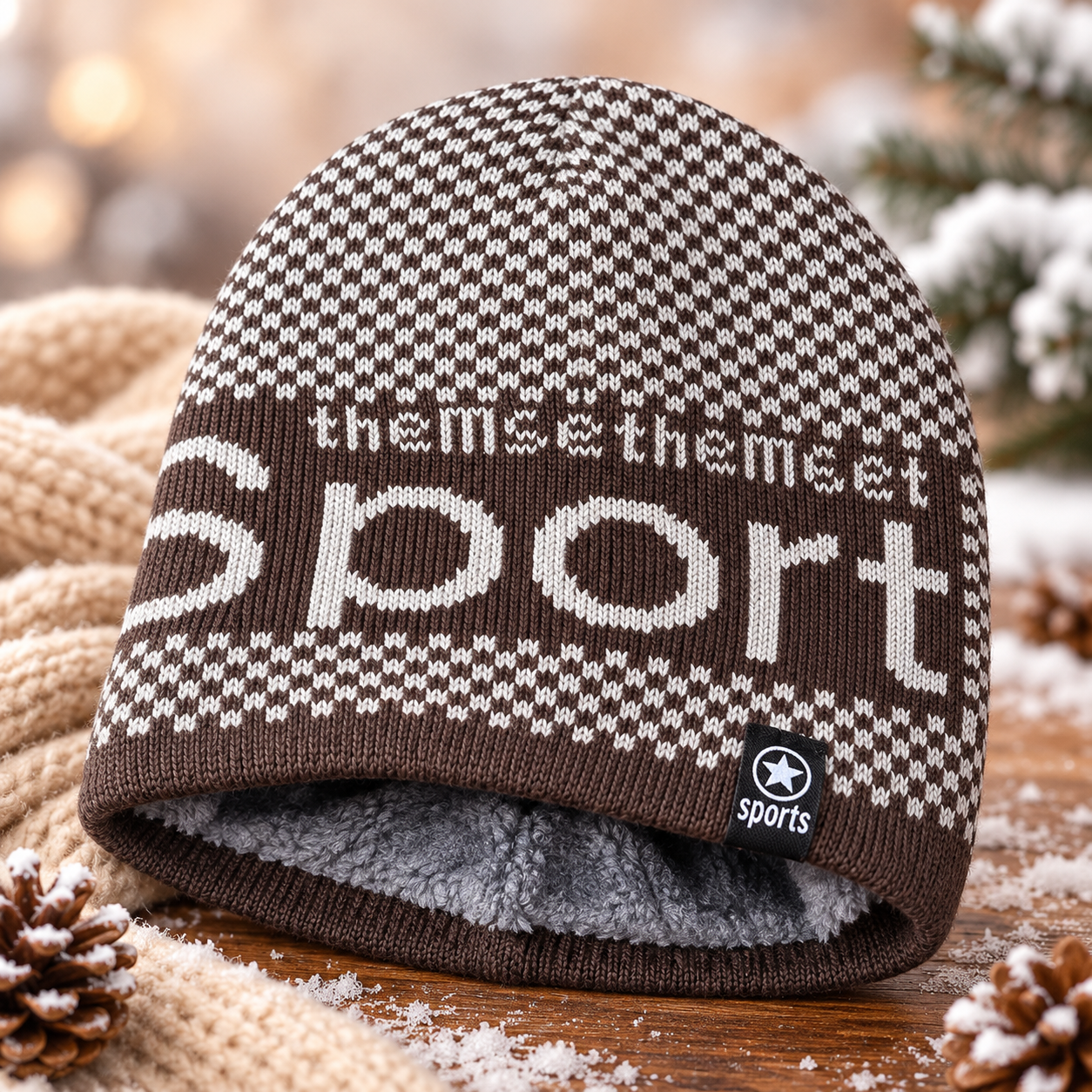 Unisex Warm Knitted Cap with Fleece/Velvet inside (04)