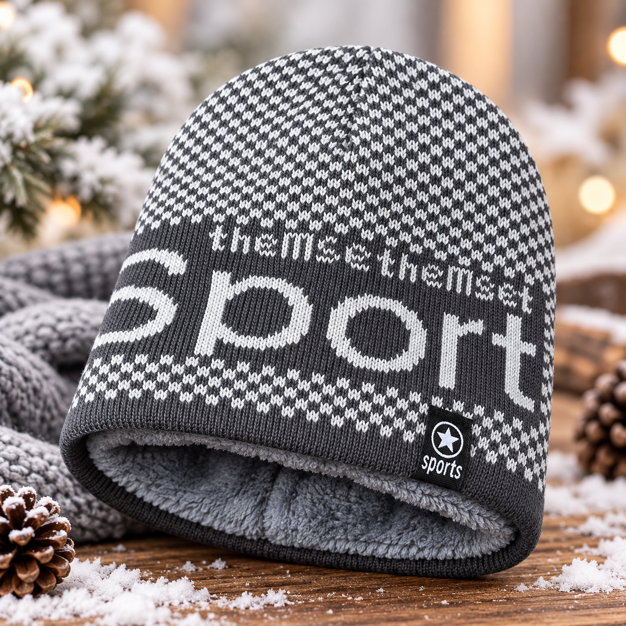 Unisex Warm Knitted Cap with Fleece/Velvet inside (04)