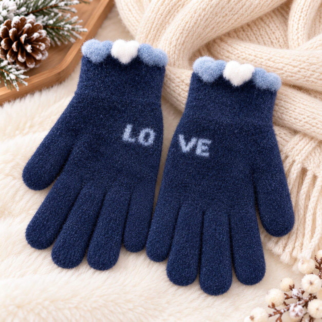 Ladies Touch Screen Premium Quality Plush Mittens/Gloves Love -TSG21