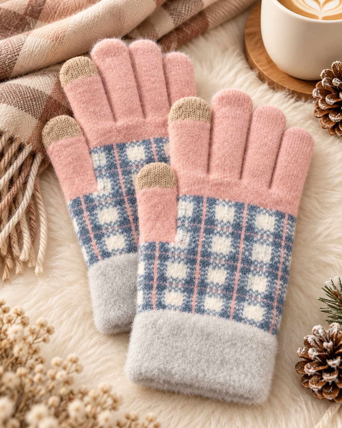 Ladies Touch Screen Premium Quality Plush Mittens/Gloves  -TSG22