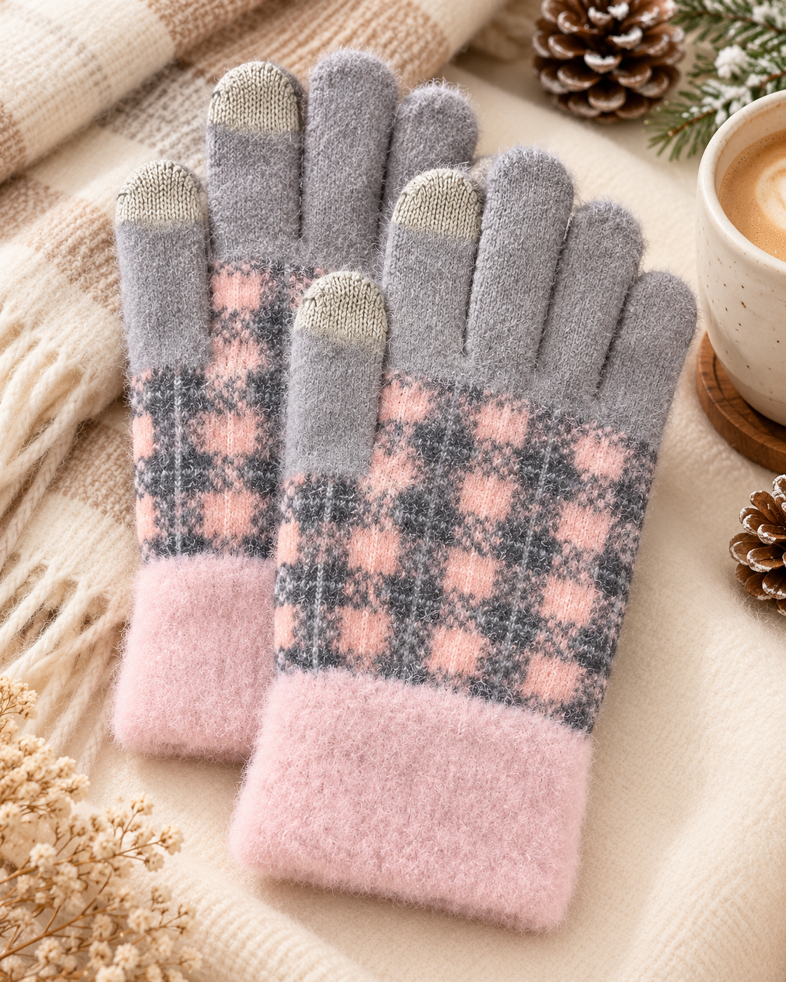 Ladies Touch Screen Premium Quality Plush Mittens/Gloves  -TSG22