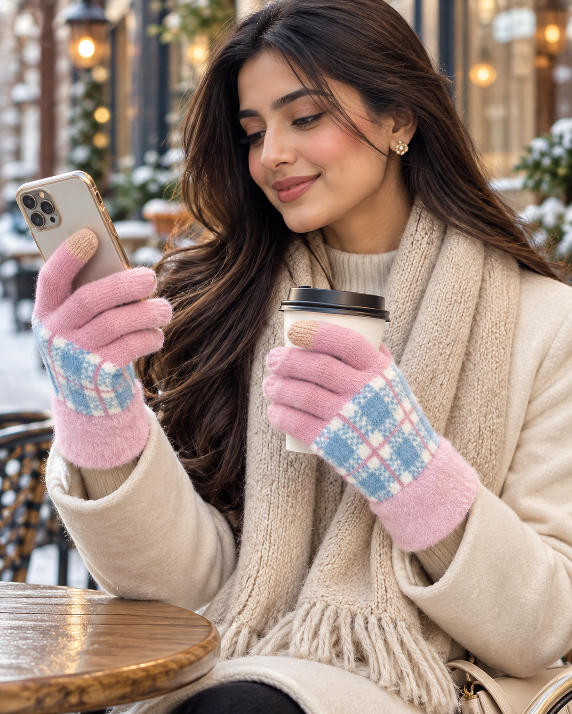 Ladies Touch Screen Premium Quality Plush Mittens/Gloves  -TSG22