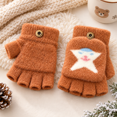 Kids Super Warm Plush Convertible Fingerless Gloves with Flip-Top Mittens | KGN12