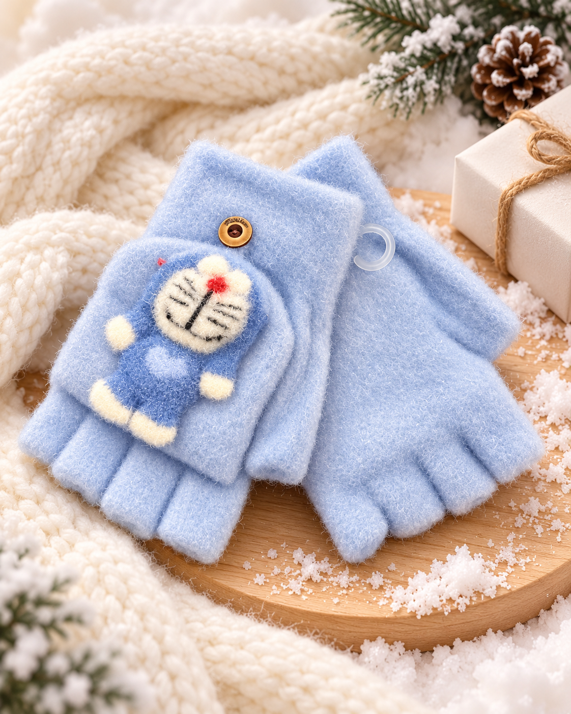 DoreMon Super Warm Plush Convertible Fingerless Gloves with Flip-Top Mittens | KGN15