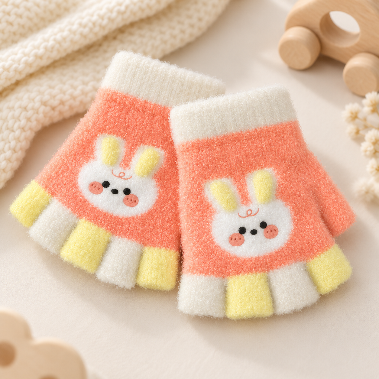 Baby Unisex Fingerless SuperWarm Plush Gloves/Mittens Bunny Boo  -KGN17