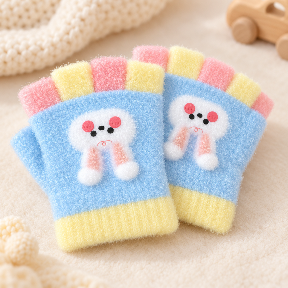 Baby Unisex Fingerless SuperWarm Plush Gloves/Mittens Bunny Boo  -KGN17