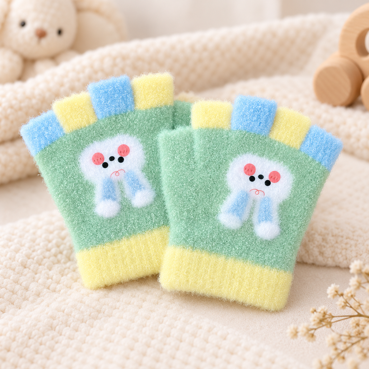 Baby Unisex Fingerless SuperWarm Plush Gloves/Mittens Bunny Boo  -KGN17
