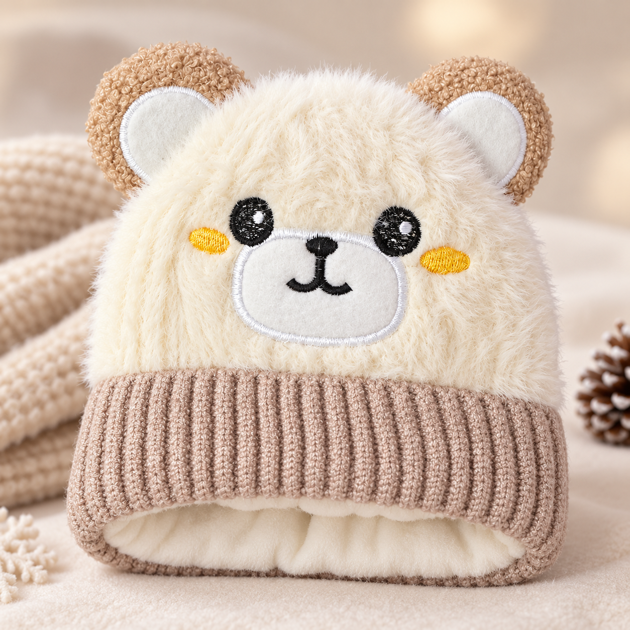 Kids Super Warm Velvet-Lined Panda Winter Cap |(1–4 Years)