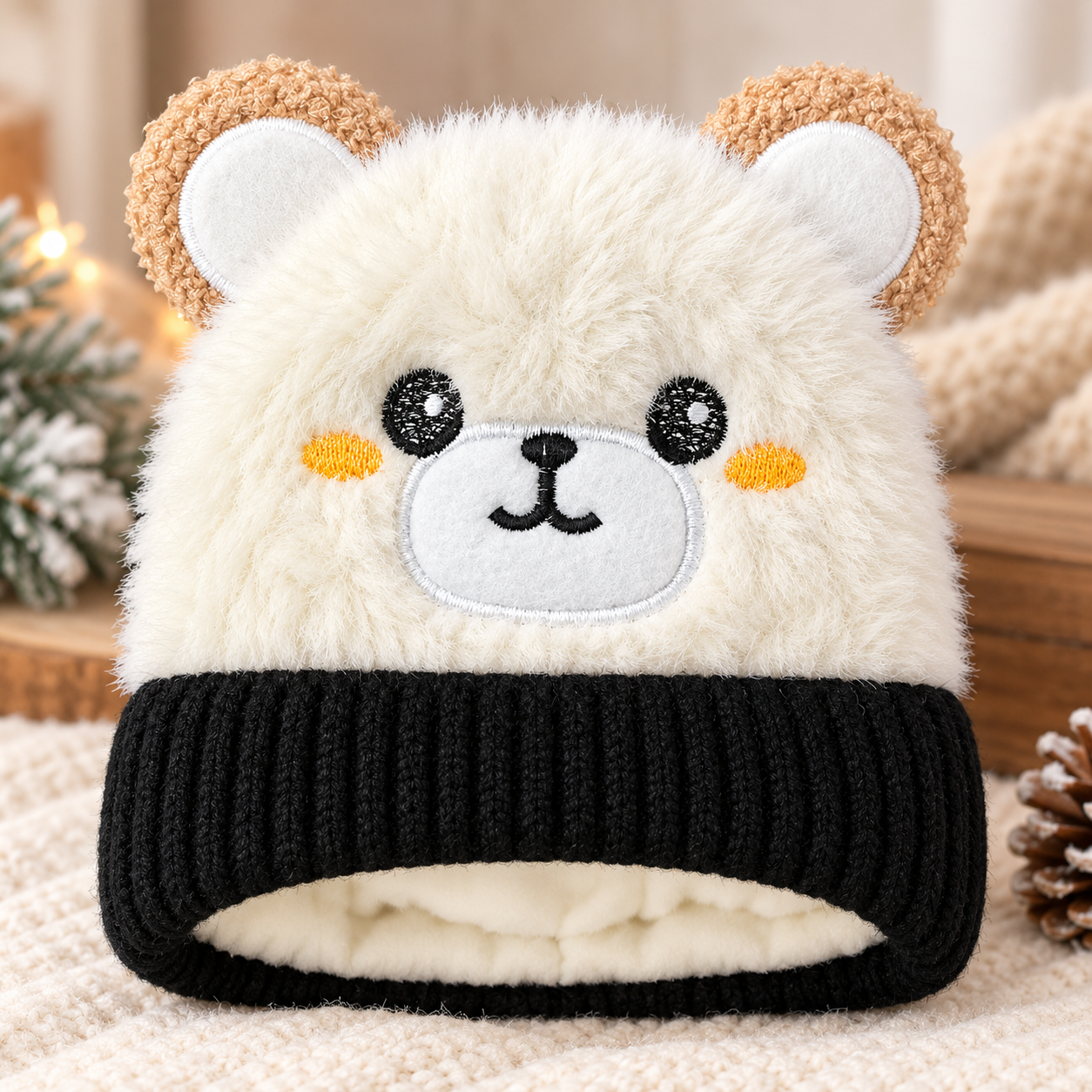 Kids Super Warm Velvet-Lined Panda Winter Cap |(1–4 Years)