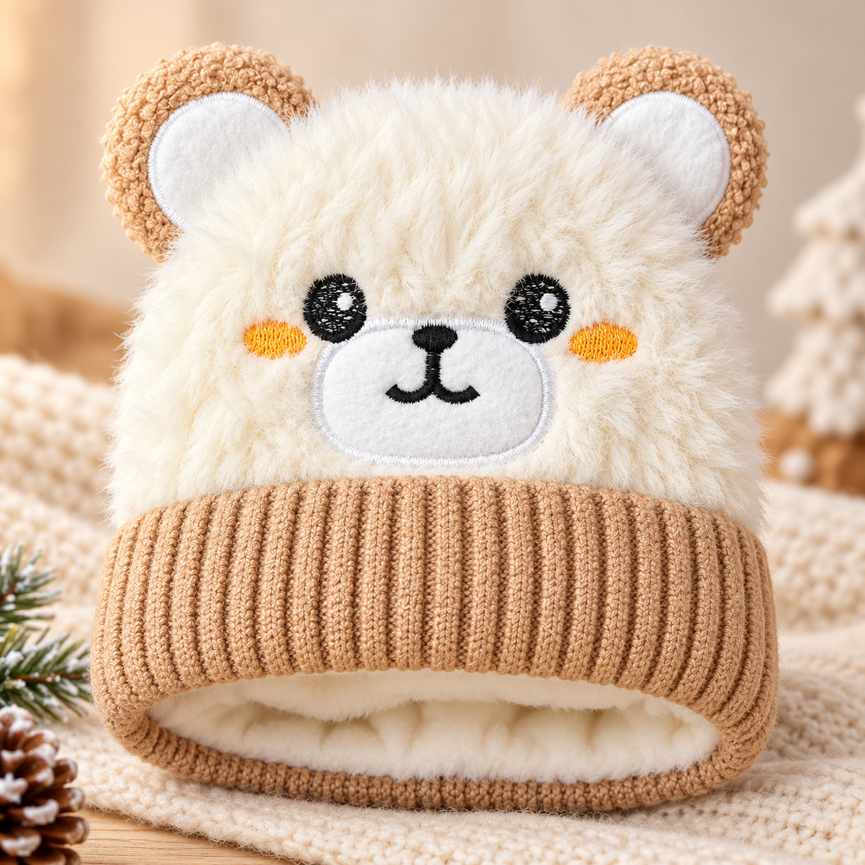 Kids Super Warm Velvet-Lined Panda Winter Cap |(1–4 Years)