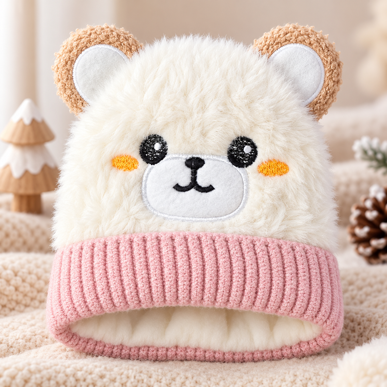 Kids Super Warm Velvet-Lined Panda Winter Cap |(1–4 Years)