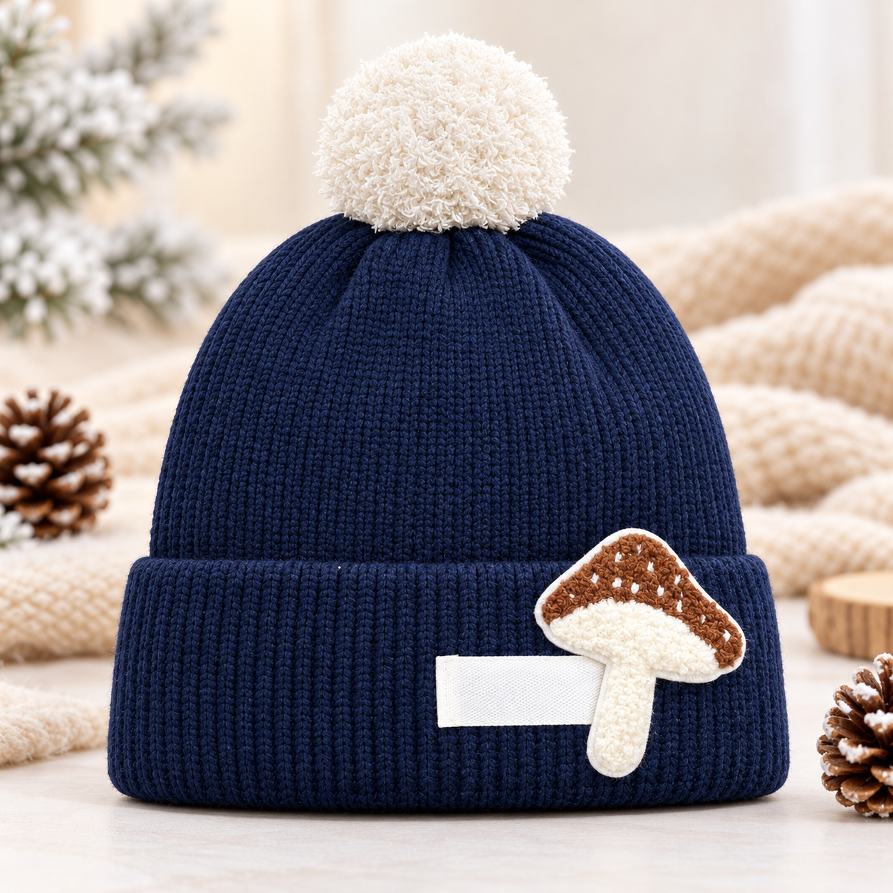 (1–4 Years) Kids 3D Mashroom Ear Winter Cap | Super Warm Velvet-Lined Beanie (04)
