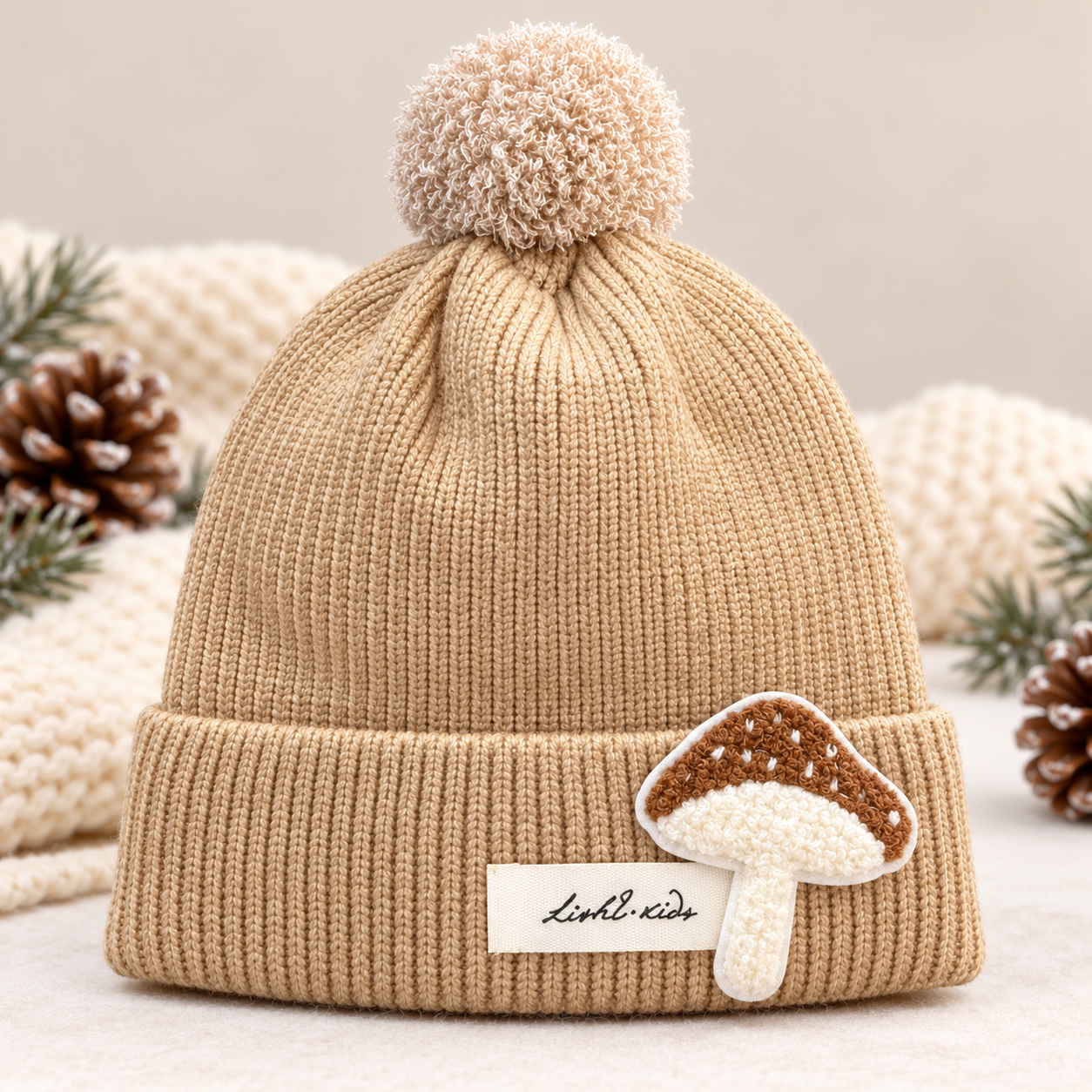 (1–4 Years) Kids 3D Mashroom Ear Winter Cap | Super Warm Velvet-Lined Beanie (04)