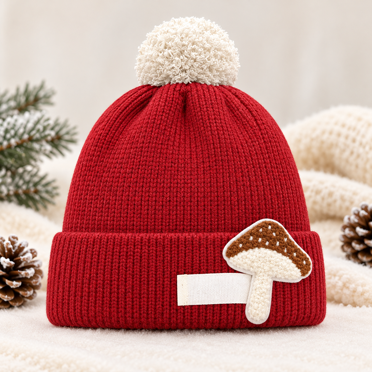 (1–4 Years) Kids 3D Mashroom Ear Winter Cap | Super Warm Velvet-Lined Beanie (04)