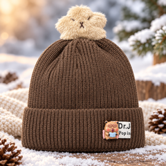 (1–4 Years) Kids Super Warm Velvet-Lined Winter Beanie with Cute Toy Topper (05)