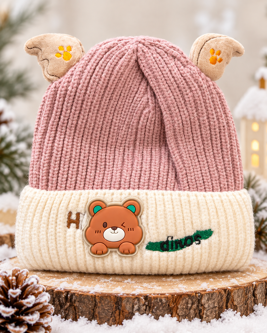 (1–4 Years) Kids Super Warm Teddy Bear Ear Winter Cap with Velvet Lining | (07)