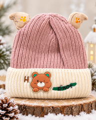 (1–4 Years) Kids Super Warm Teddy Bear Ear Winter Cap with Velvet Lining | (07)