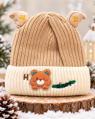 (1–4 Years) Kids Super Warm Teddy Bear Ear Winter Cap with Velvet Lining | (07)
