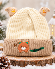 (1–4 Years) Kids Super Warm Teddy Bear Ear Winter Cap with Velvet Lining | (07)