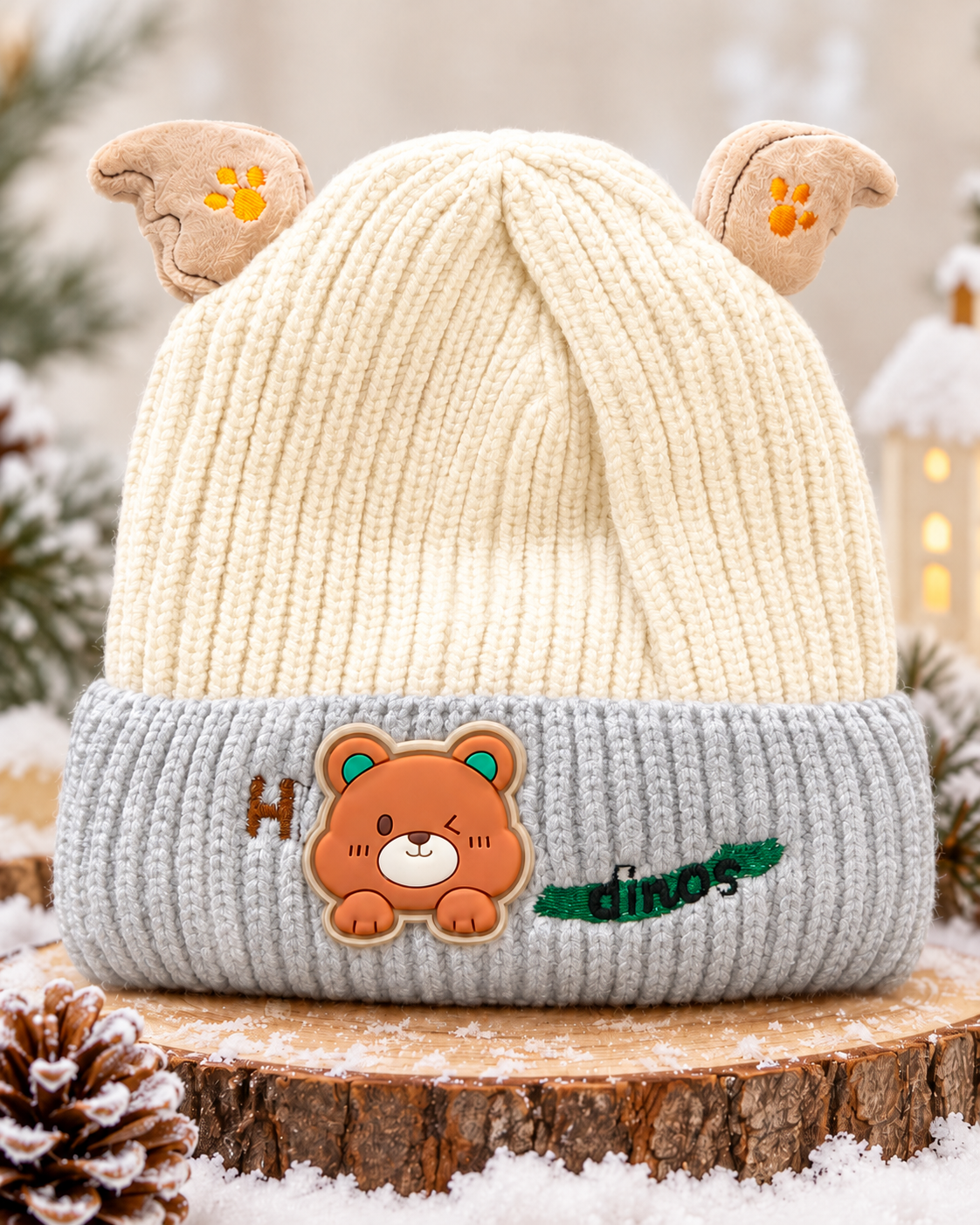 (1–4 Years) Kids Super Warm Teddy Bear Ear Winter Cap with Velvet Lining | (07)
