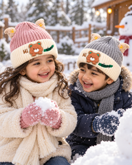 (1–4 Years) Kids Super Warm Teddy Bear Ear Winter Cap with Velvet Lining | (07)