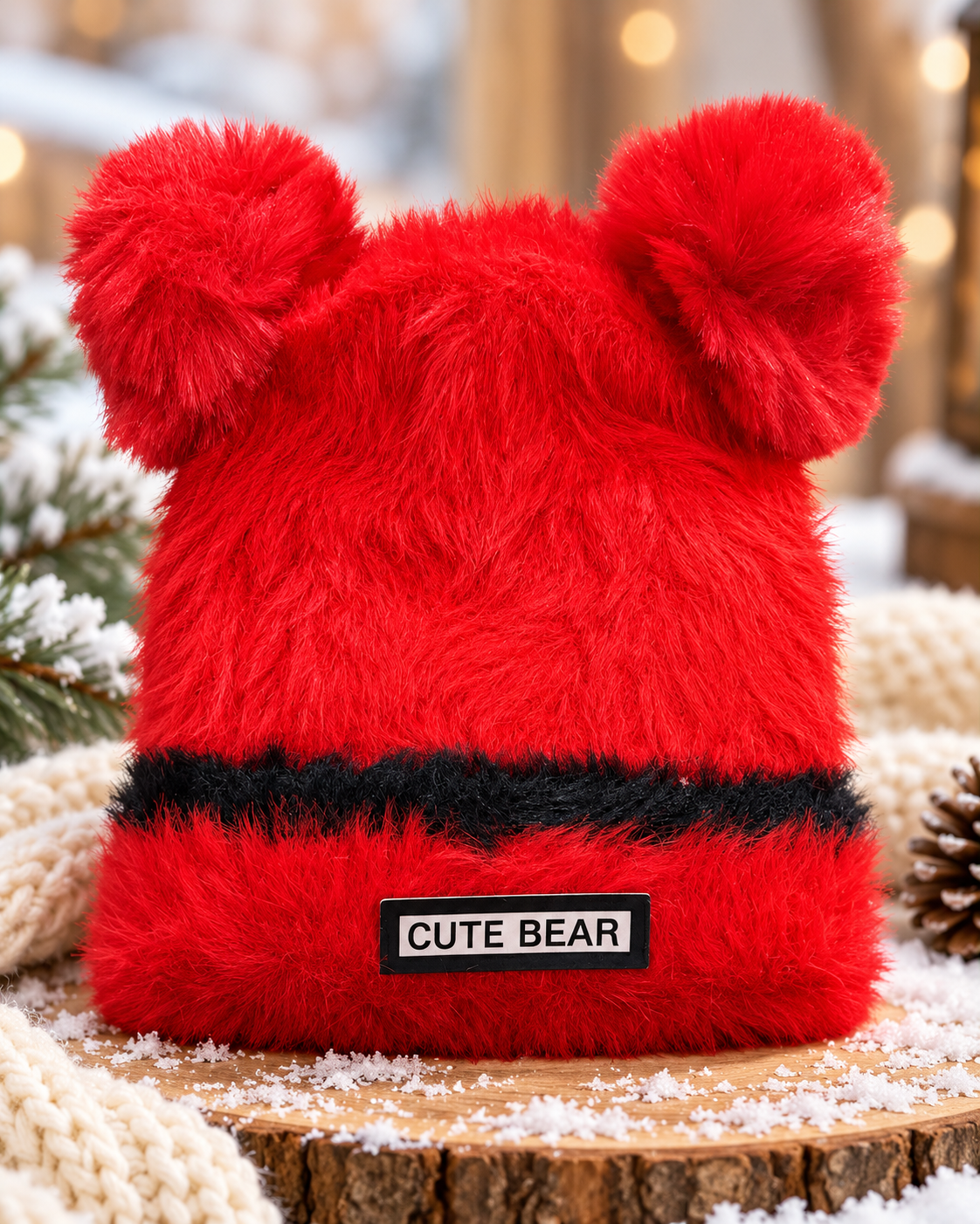 (1–4 Years) Kids Unisex Cute Bear Ear Plush Winter Cap | Super Warm Velvet Lined (11)