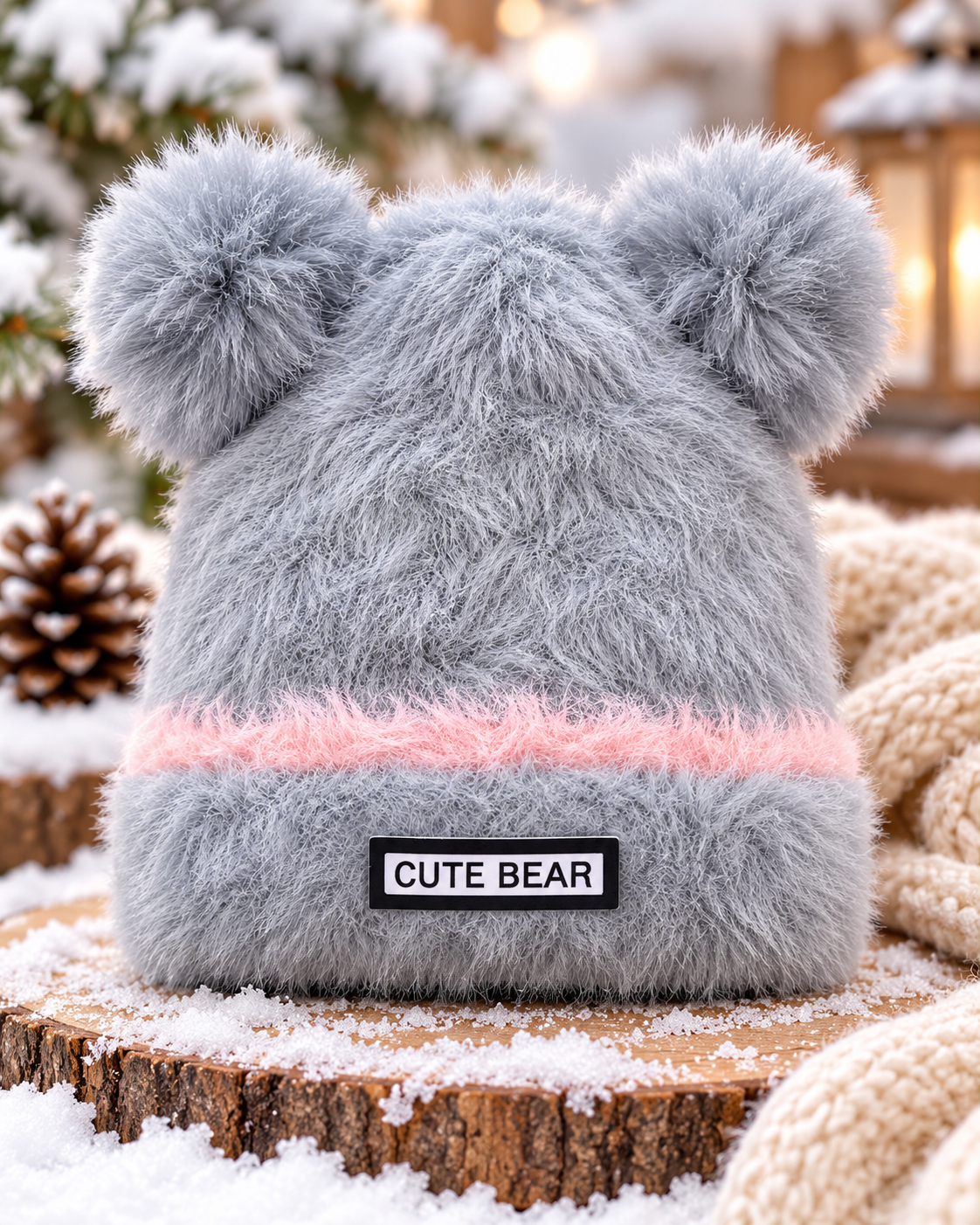 (1–4 Years) Kids Unisex Cute Bear Ear Plush Winter Cap | Super Warm Velvet Lined (11)