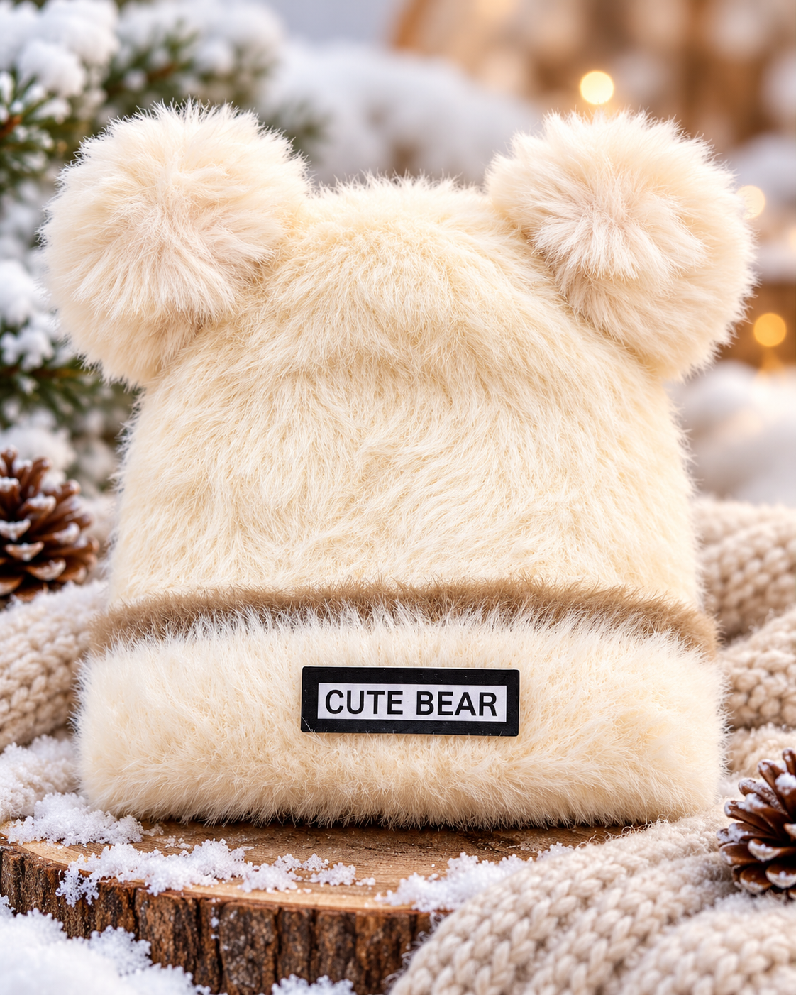 (1–4 Years) Kids Unisex Cute Bear Ear Plush Winter Cap | Super Warm Velvet Lined (11)