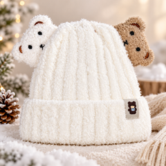 (1–4 Years) Kids Cute Teddy Bear Ears Winter Cap | Super Warm Velvet Lined Beanie (13)