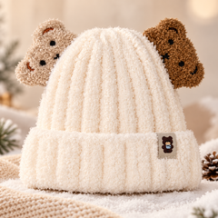 (1–4 Years) Kids Cute Teddy Bear Ears Winter Cap | Super Warm Velvet Lined Beanie (13)