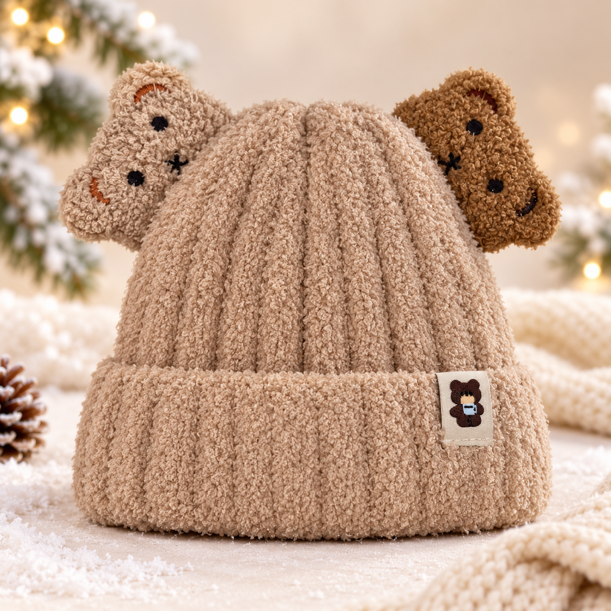 (1–4 Years) Kids Cute Teddy Bear Ears Winter Cap | Super Warm Velvet Lined Beanie (13)