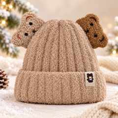 (1–4 Years) Kids Cute Teddy Bear Ears Winter Cap | Super Warm Velvet Lined Beanie (13)