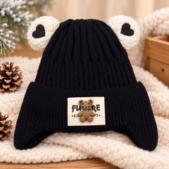 (1-4 Years) Kids Velvet-Lined Bear Ear Winter Cap (14)