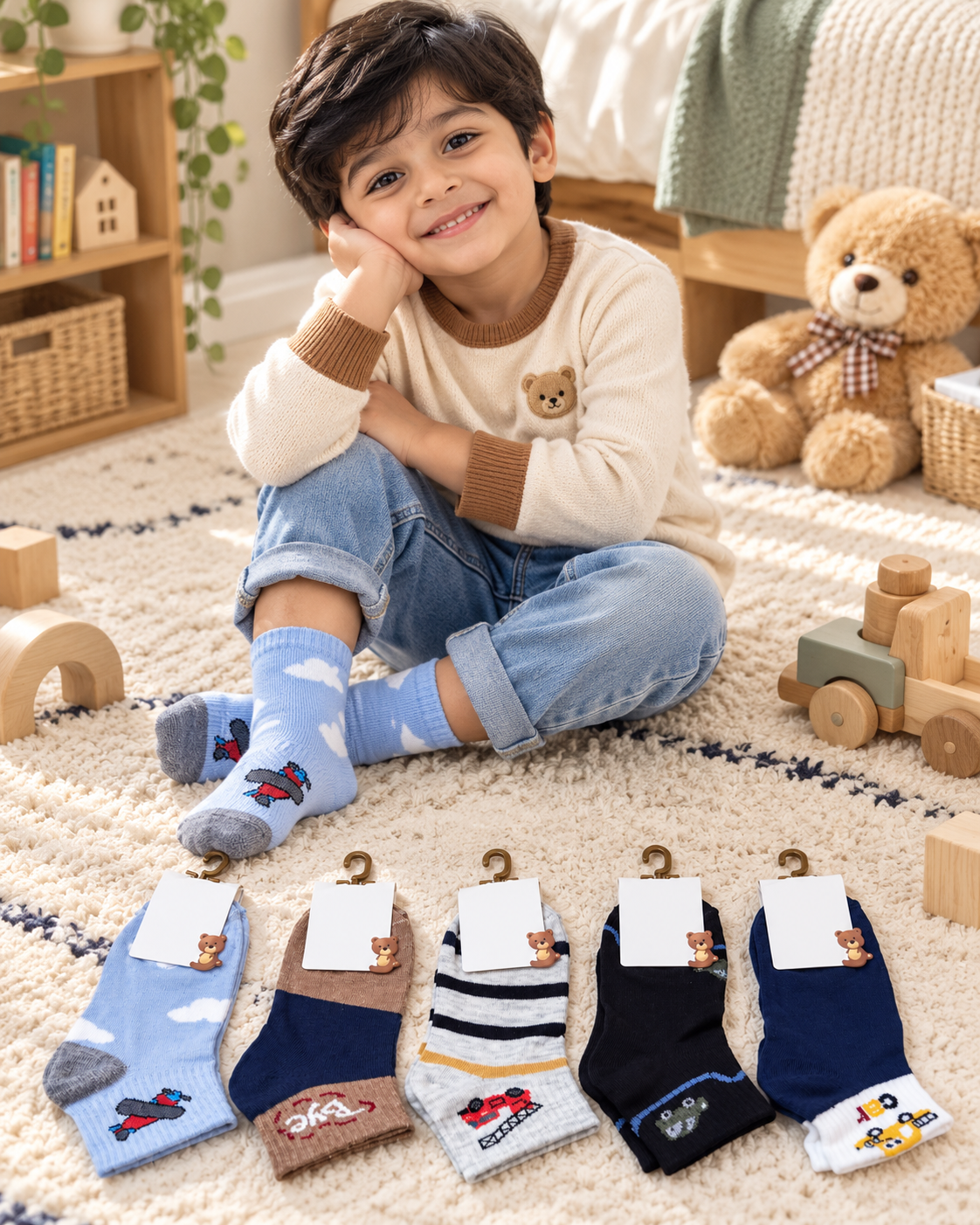 Kids Unisex Everyday Cotton Ankle Socks | Pack of 5 Pairs | Ages 4–8 Years (KAS02)