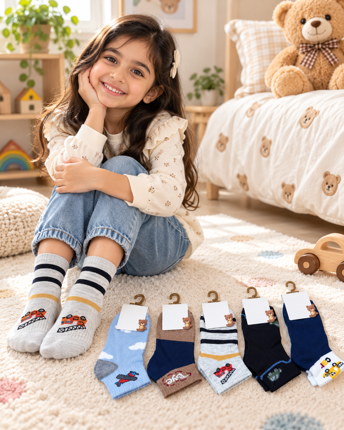 Kids Unisex Everyday Cotton Ankle Socks | Pack of 5 Pairs | Ages 4–8 Years (KAS02)