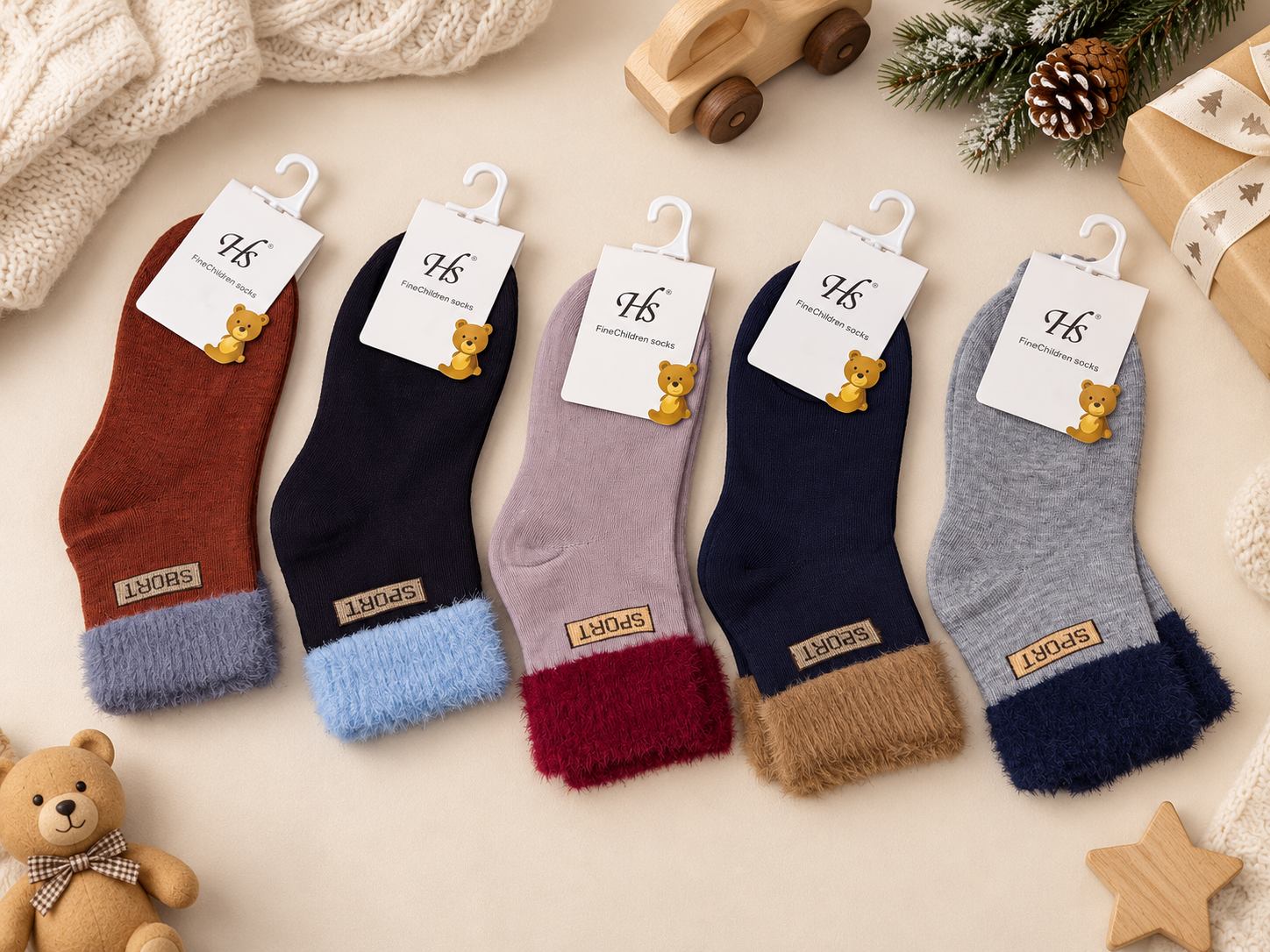 Kids Wool Crew Everday Socks | Pack of 5 Pairs | Ages 1–12 Years (KAS03)