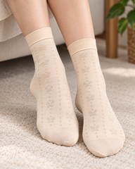 "Women's Brown Crew Socks – Soft & Stretchy Casual Wear" -CS04